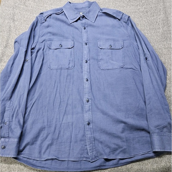 Vineyard Vines Shirt Mens XL Blue Lightweight Linen Blend Classic Fit Pocket - Picture 2 of 8